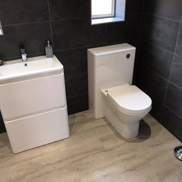 Dark Grey and White Bathroom