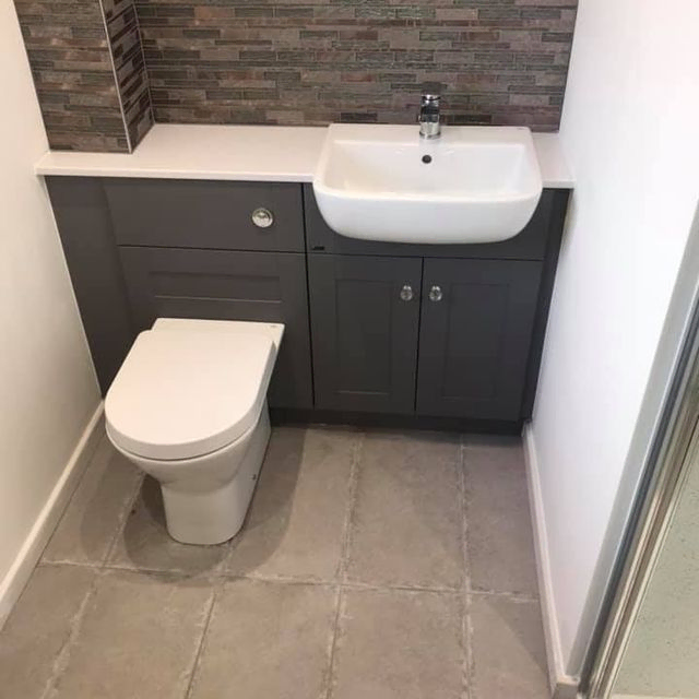 Toilet and Counter Sink White and Grey